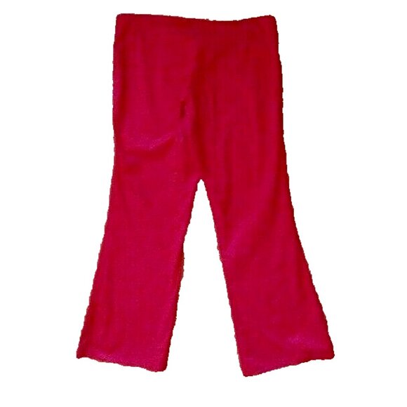 Vintage Y2K 90s deep fire engine red wide flared leg low waist stretch pants  L - Picture 4 of 7